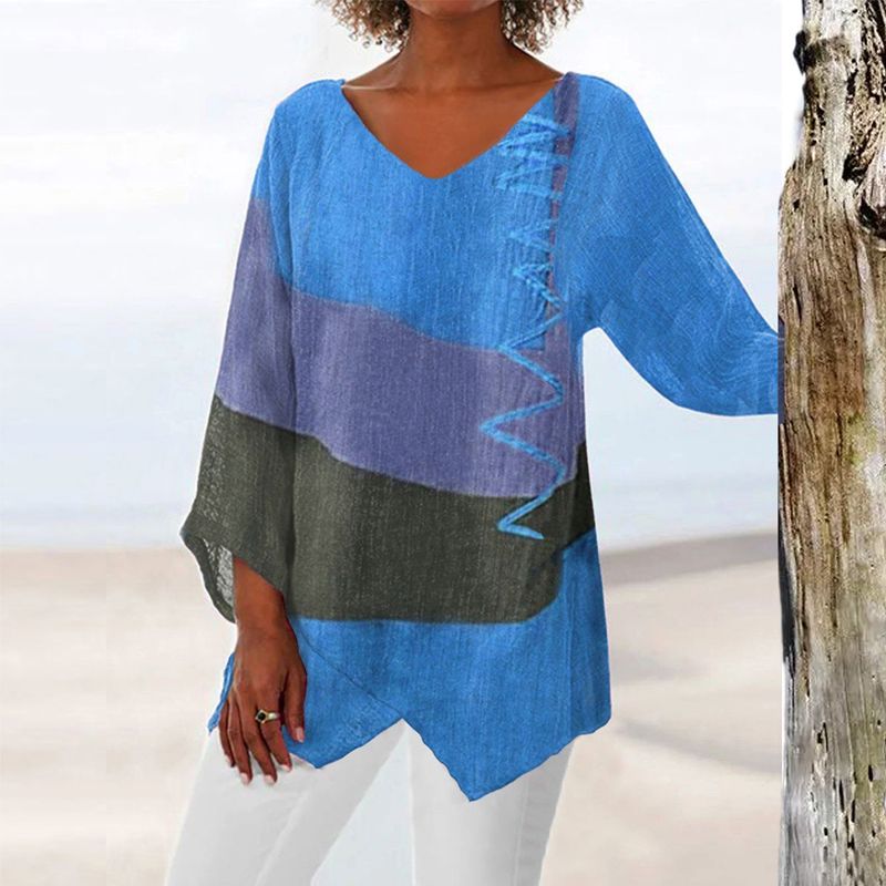 Helene | Stilren Color Block-topp med V-ringning