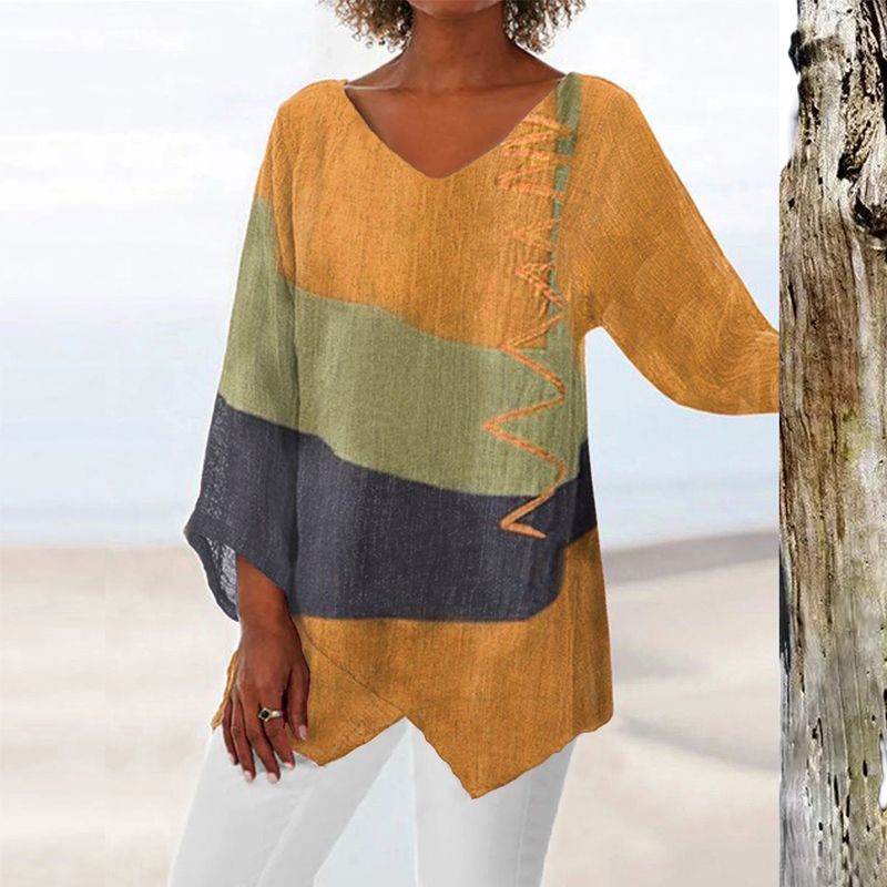 Helene | Stilren Color Block-topp med V-ringning